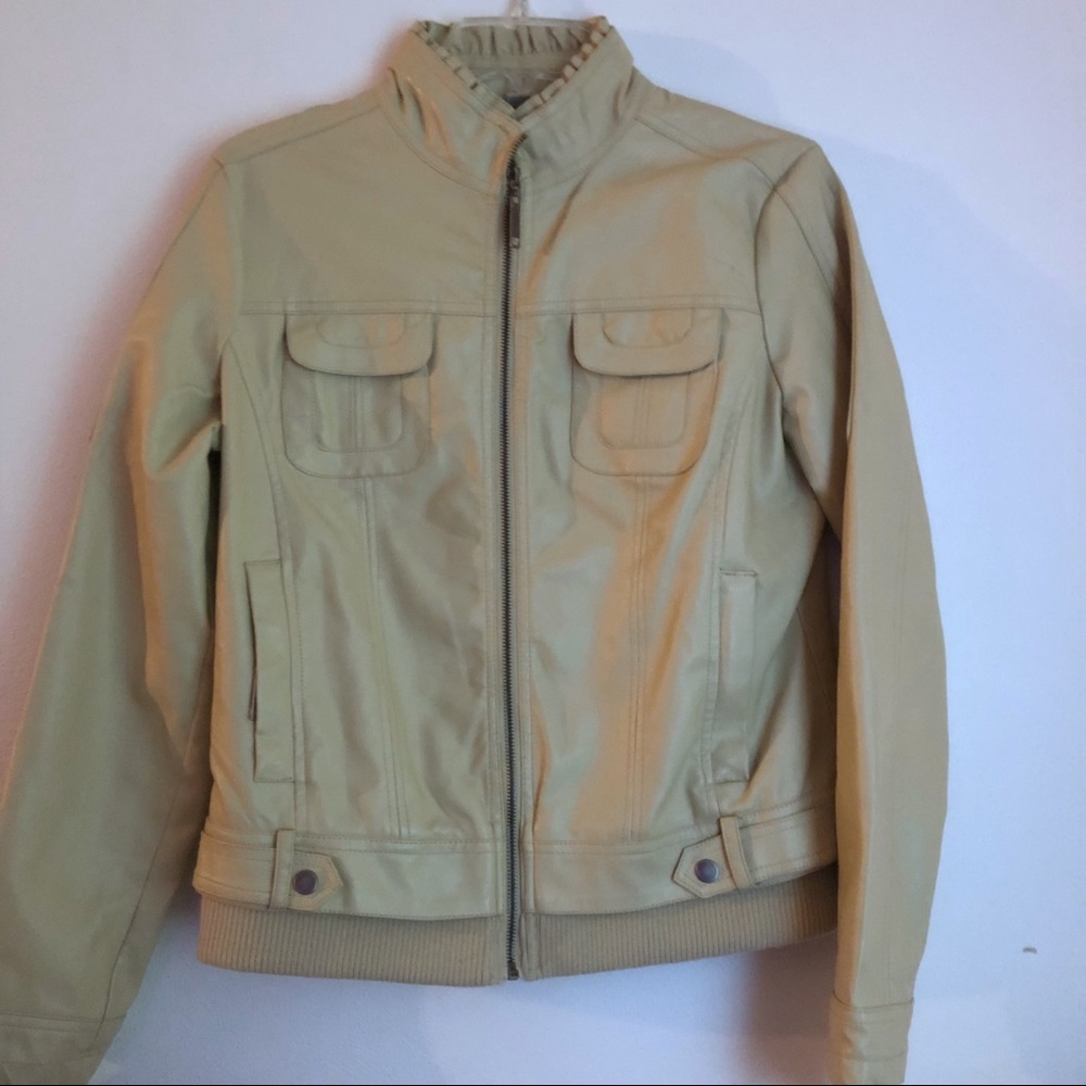 Jou Jou (J2) Moto Jacket Cream Faux Jacket, Medium